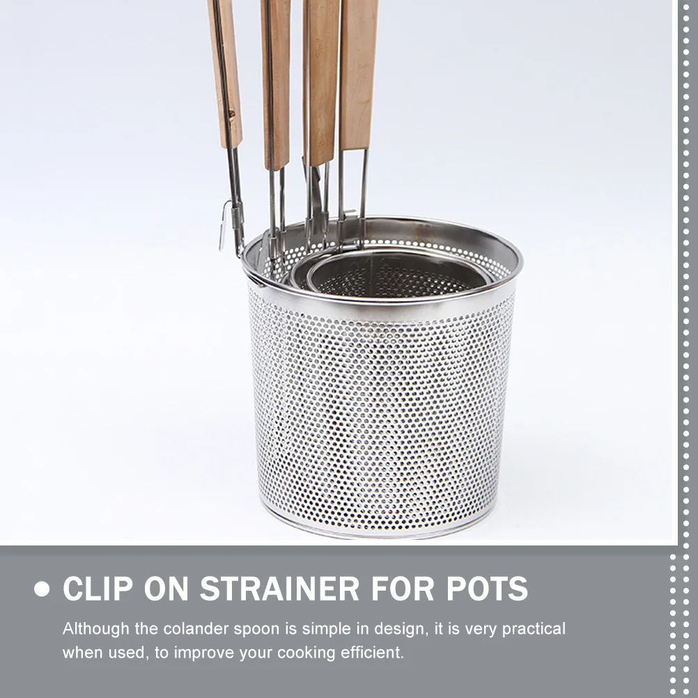

2pcs Stainless Steel Spaghetti Pasta Basket Scoop Spoon Soup Fine Mesh Colander Spoon For Home Noodle Basket Small With Handle
