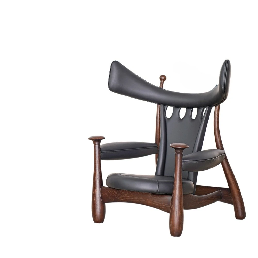 

Solid wood rope line leisure chair, living room single sofa, wooden frame sofa chair
