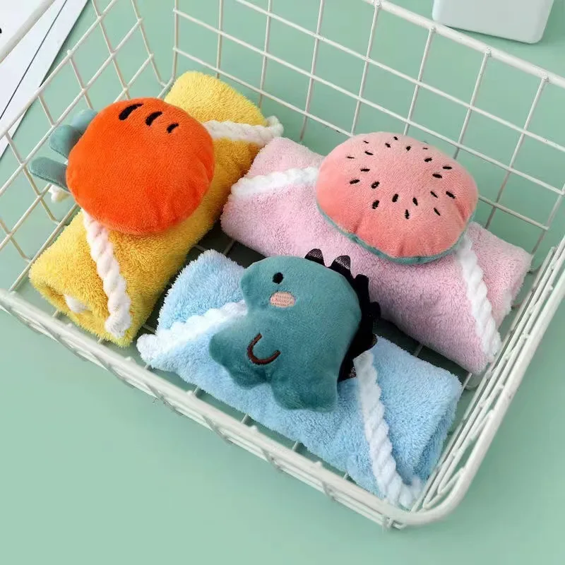 Cartoon Hanging Hand Towel Soft Absorbent Microfiber Kitchen Towel Cute Kids Child Square Towel Baby Quick Dry Bathing Towel