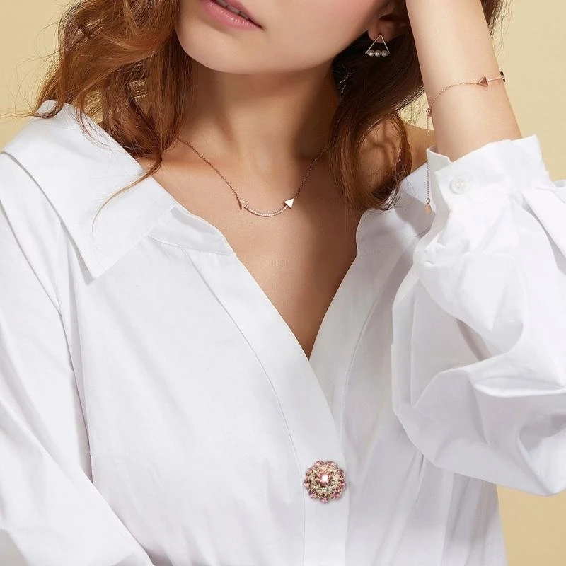 

652F Button Covers Rhinestones Button Cover Flower Button Cover Decorative Button Attend Accessories for Shirt Jeans