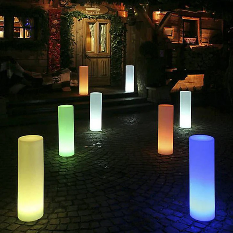 Illuminated Cylinder Corridor Lights D25*H70cm PE Plastic Down Light Square Park Scenic Villa Garden Lighting Decoration Riq-H71