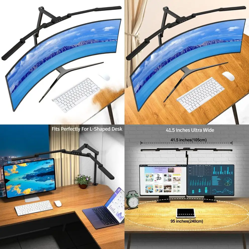 

Регулируемая светодиодная настольная лампа 41,5 с зажимом, интеллектуальная световая панель с затемнением мощностью 24 Вт для дома и офиса, подходит для L-образных столов