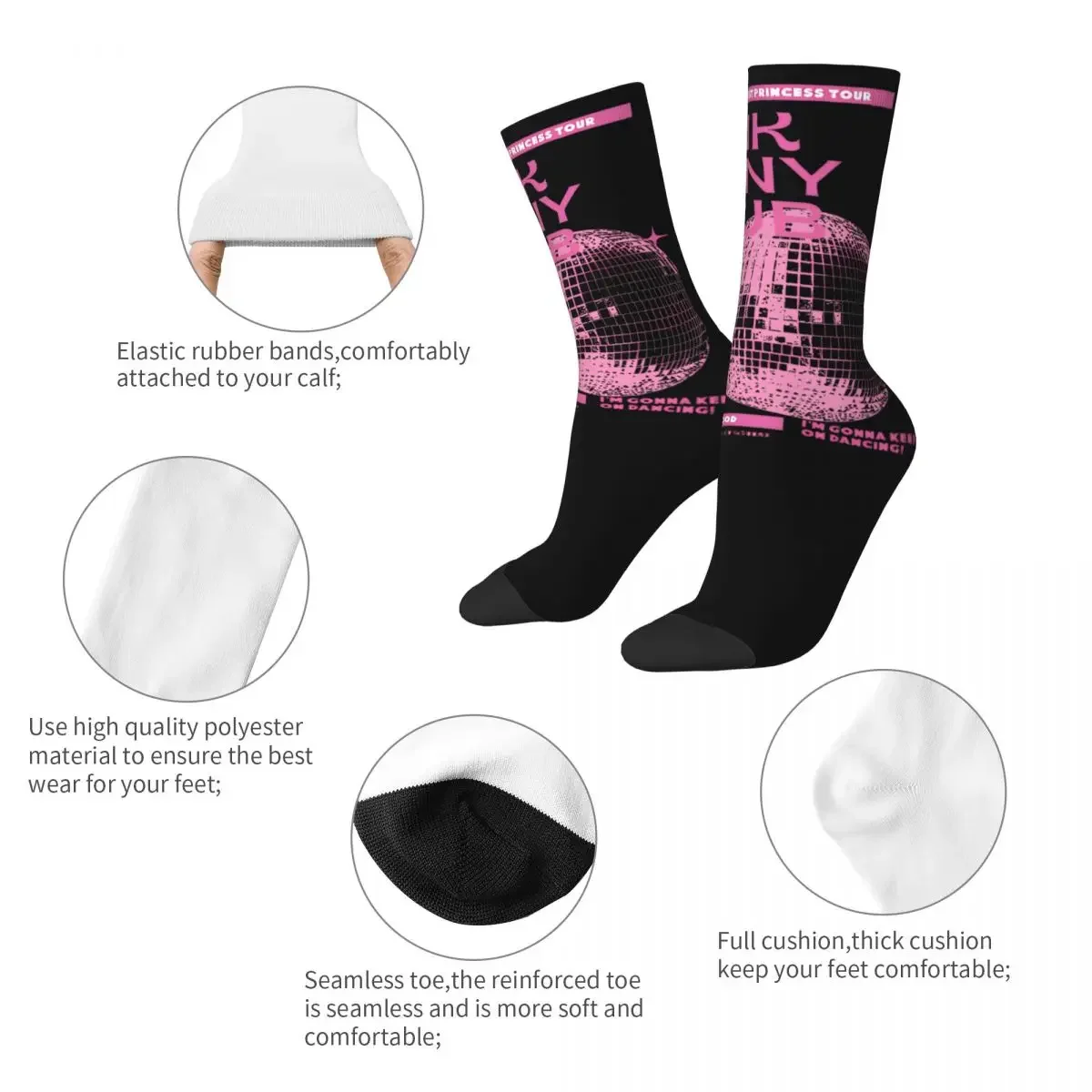 Autumn Winter Harajuku Unisex Chappell Roan Pink Club Midwest Princess Socks Sweat Absorbing Basketball Socks