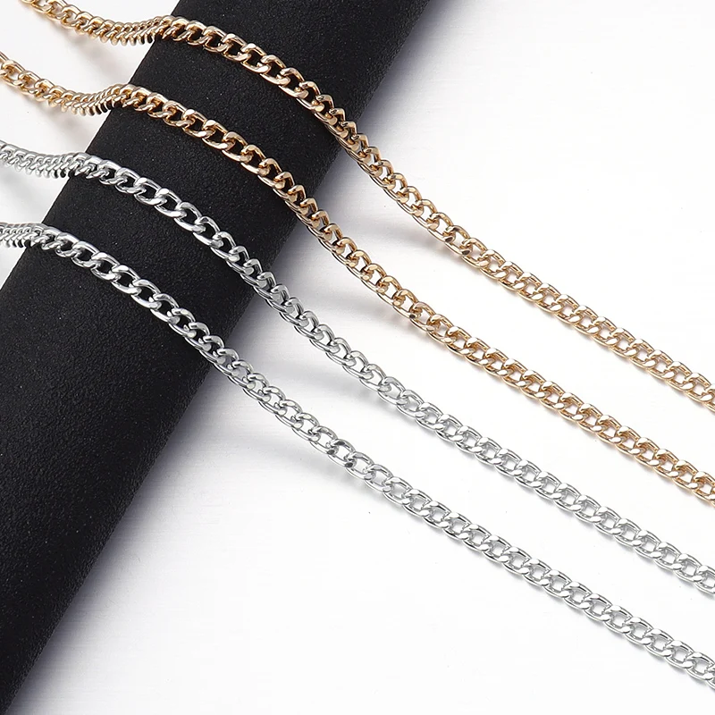 5 Yards/Roll Metal Aluminum O-Shaped Chains Gold Silver Color Twist Chain for DIY Jewelry Making Clothing Bag Accessory Supplies