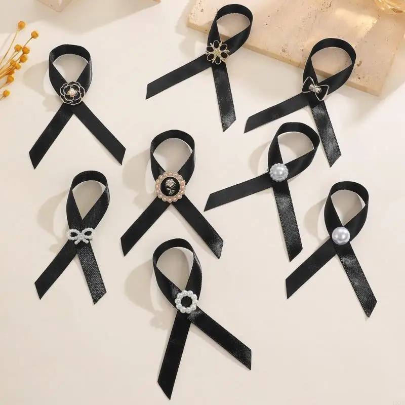  10 Piece Funeral Ribbon Brooch Fashion Lapel Pin Formal Occasion Outfit Enhancer for Mourning Remembrance