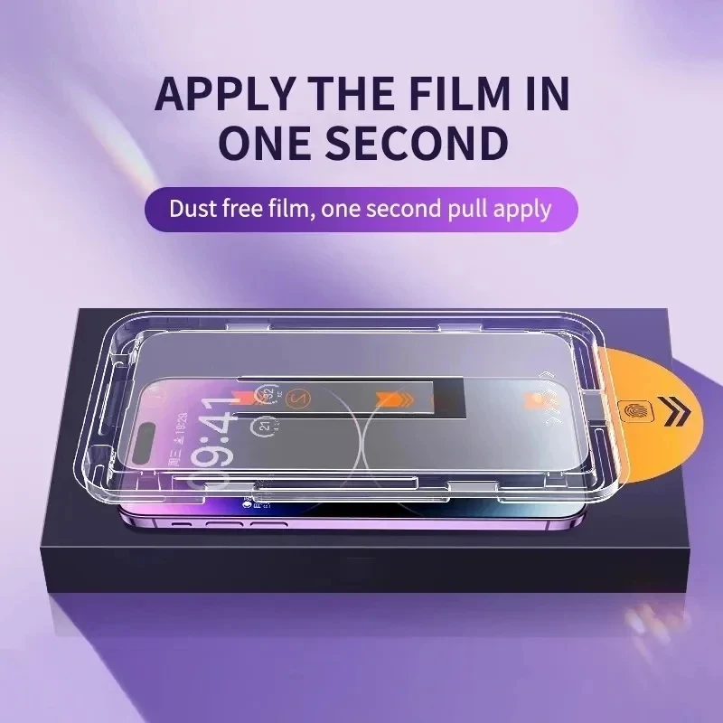 2Pcs Dust Free Installation HD Screen Protector For IPhone 14 11 13 15 Pro Max 15 Plus Glass Film For iPhone X XS MAX XR