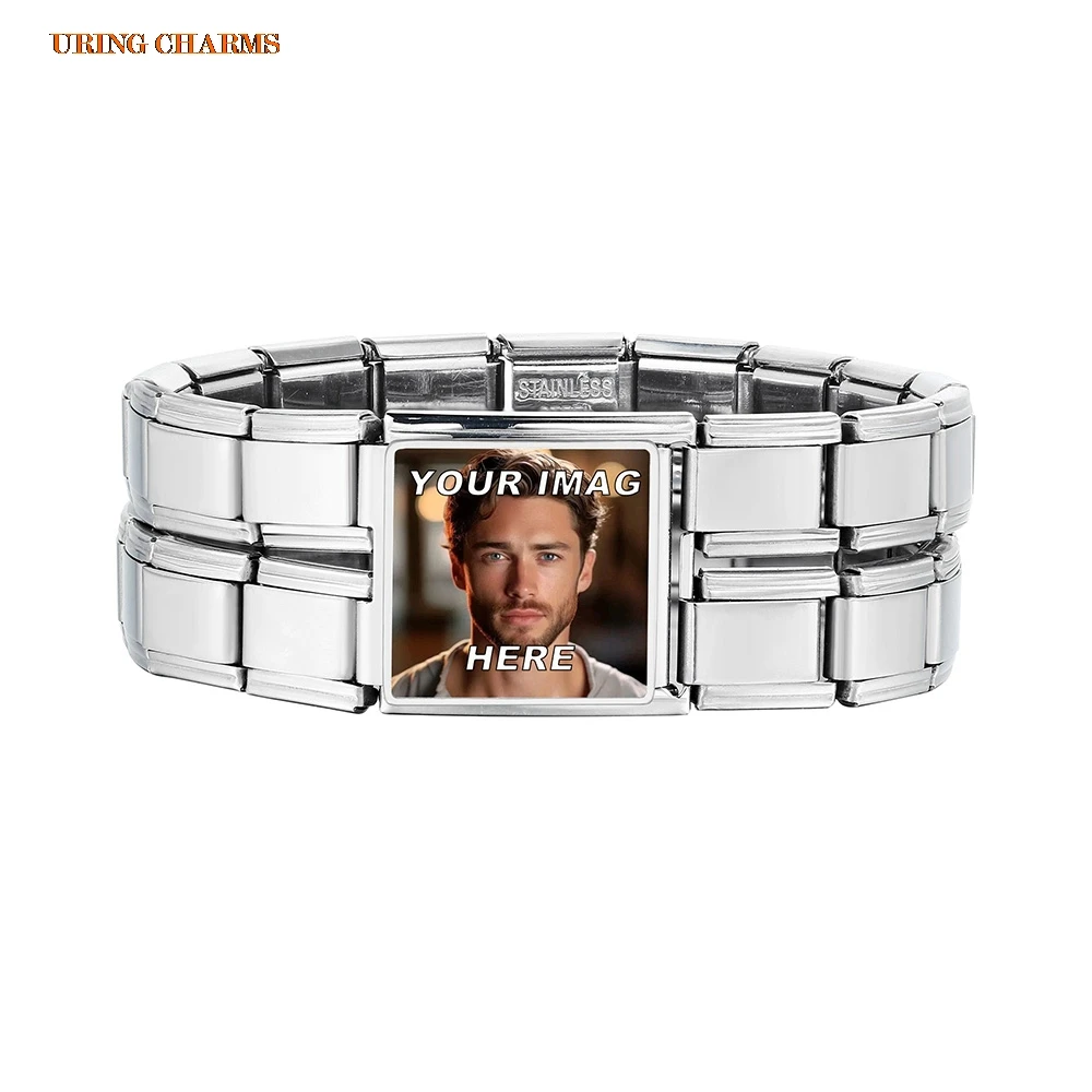 URING مخصص مع صورة تخيلية رابط سحر إيطالي صالح 9/18 مللي متر سوار الفولاذ المقاوم للصدأ النساء الرجال المجوهرات DIY بها بنفسك صنع الخرز