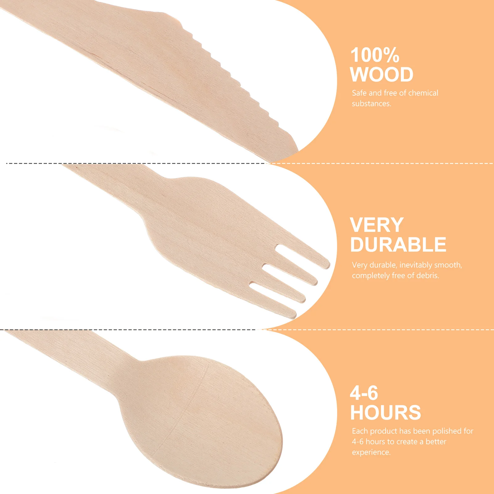 

Wooden Cutlery 6 Sets Knife Fork Spoon Disposable Tableware Party Supplies Spoons Forks Knives Kit Dinner Utensils Lightweight