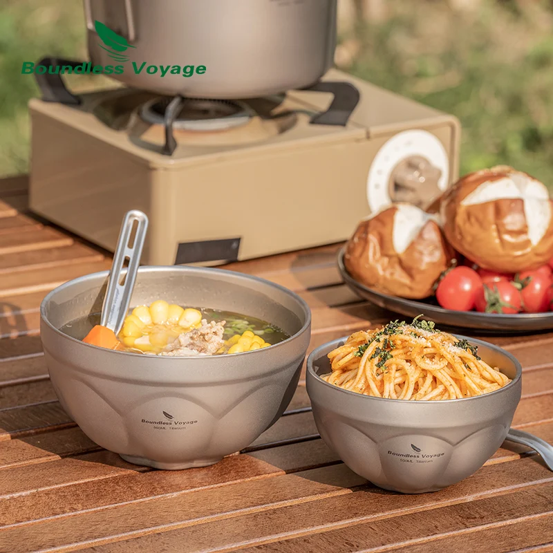 

Boundless Voyage 500ml/800ml Titanium Double Wall Insulated Bowl Lightweight Outdoor Camping Travel Bowl for Rice, Soup, Oatmeal