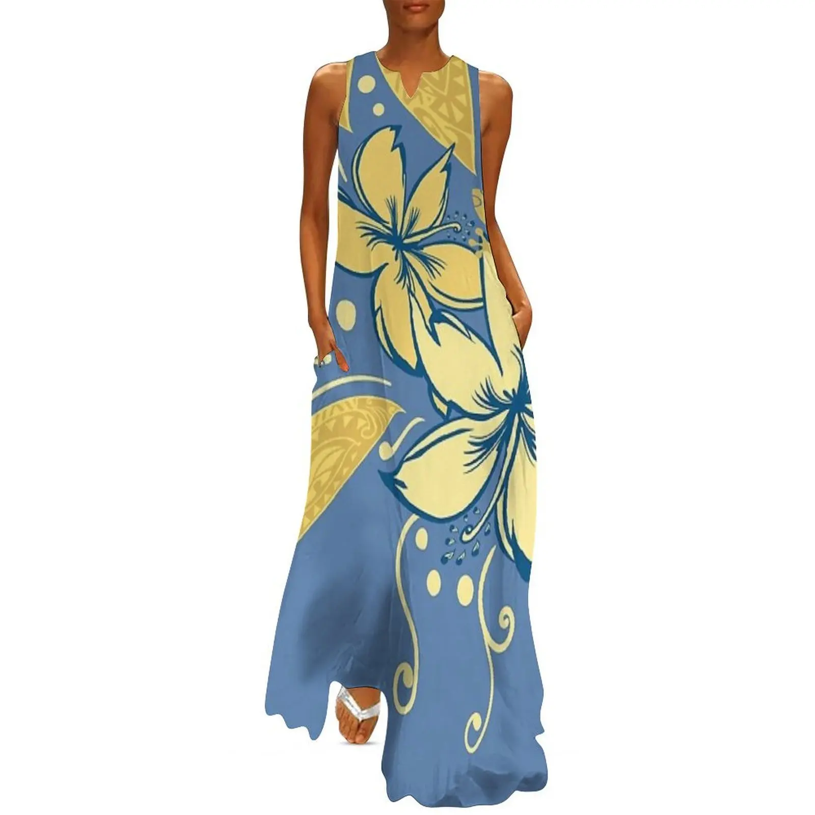 

Samoan Orchid Sunset Polynesian Floral Long Dress dress for woman elegant women's dresses sale luxury woman party dress