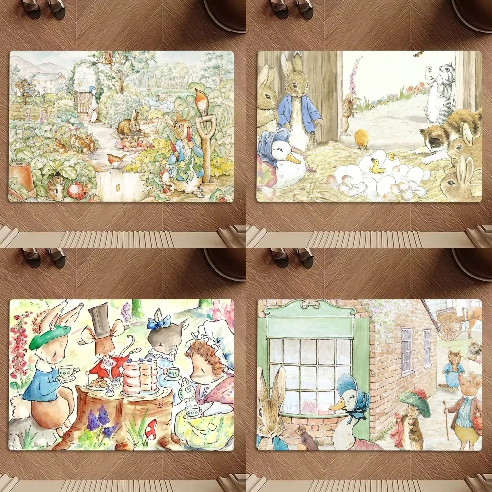 Cartoon P-Peter Rabbit Cute Floor Mat Bedroom Kitchen Door Bath House Super Absorbent Foot Non-slip