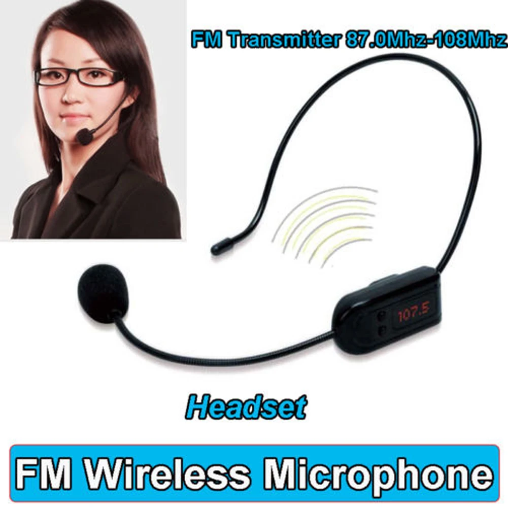 FM Wireless Microphone Headset Megaphone Radio Mic Portable For Loudspeaker/ Teaching/Tour Guide/ Sales Promotion/Meetings