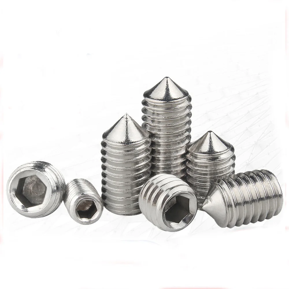 100 Stück/Set Sechskant-Grubenschrauben mit Kegelspitze M2 M2.5 M3 M4 M5 M6 M8 M10 M12 304 Edelstahl DIN914 – Detail 2