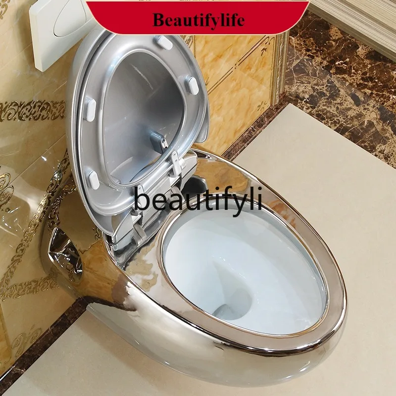 

B185 Silver Wall-Mounted Toilet Small Household Wall-Hanging Flush Toilet Colorful In-Wall Toilet