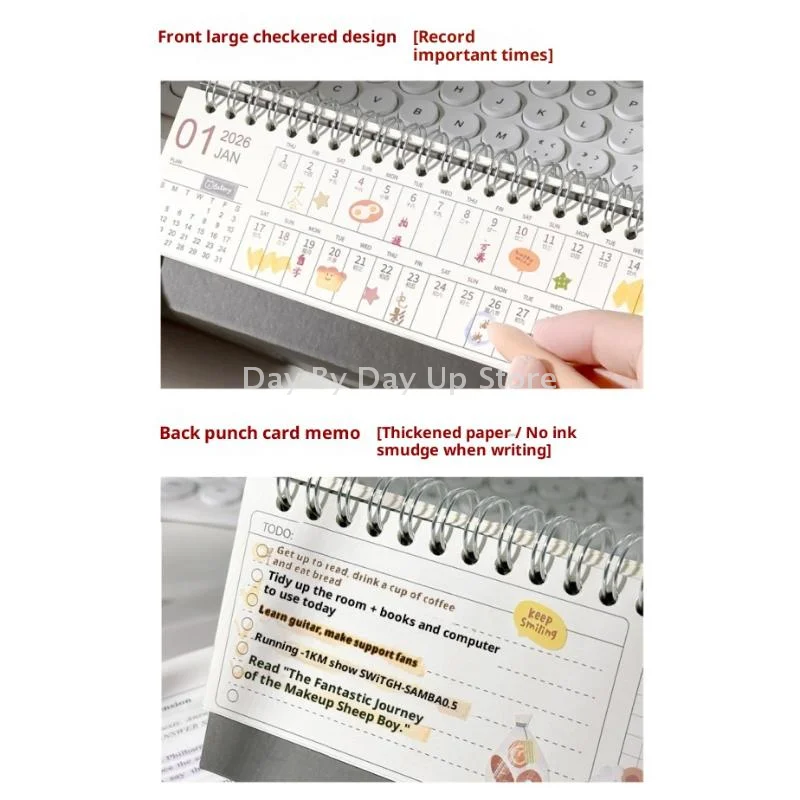 

Корейский календарь на 2026 год. Простой, свежий и креативный план украшения рабочего стола. Проверка на печать на блокноте. Календарь продукта.