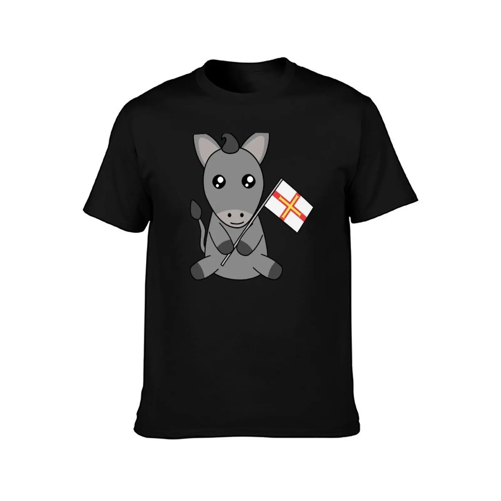 Guernsey Donkey Waving Guernsey Flag T-Shirt Outdoor Activity Sports T-Shirt