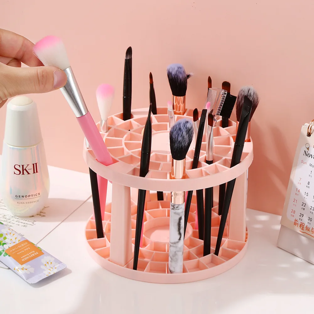 Rundes multifunktionales Tischregal aus Kunststoff mit Stifthalter, Kosmetik-Aufbewahrungsregal