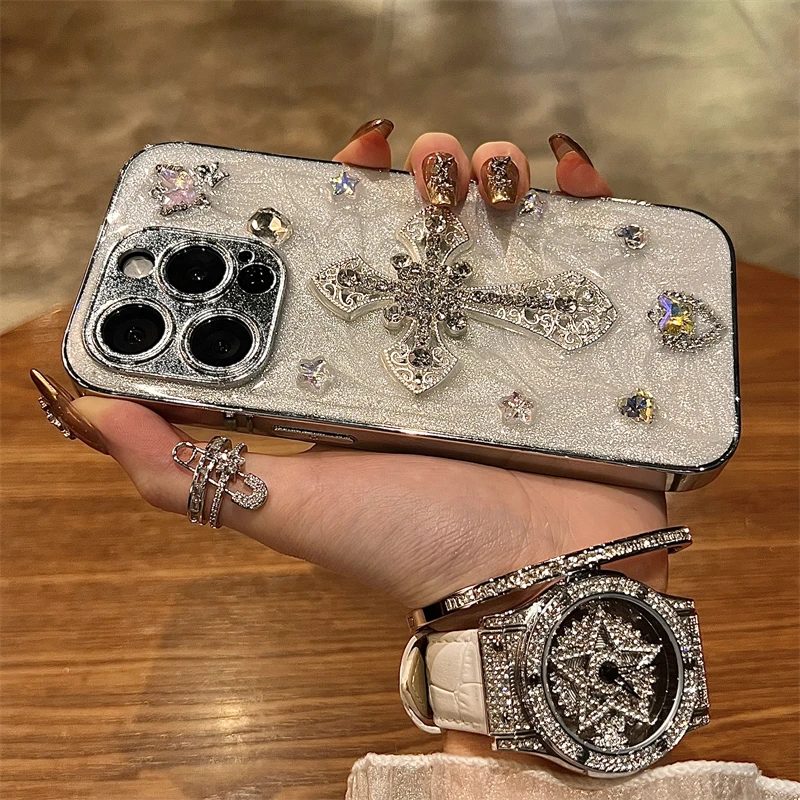 Casing ponsel pola timbul kulit, penutup warna Solid huruf emas populer modis untuk iPhone 15 14 13 12 Pro Max