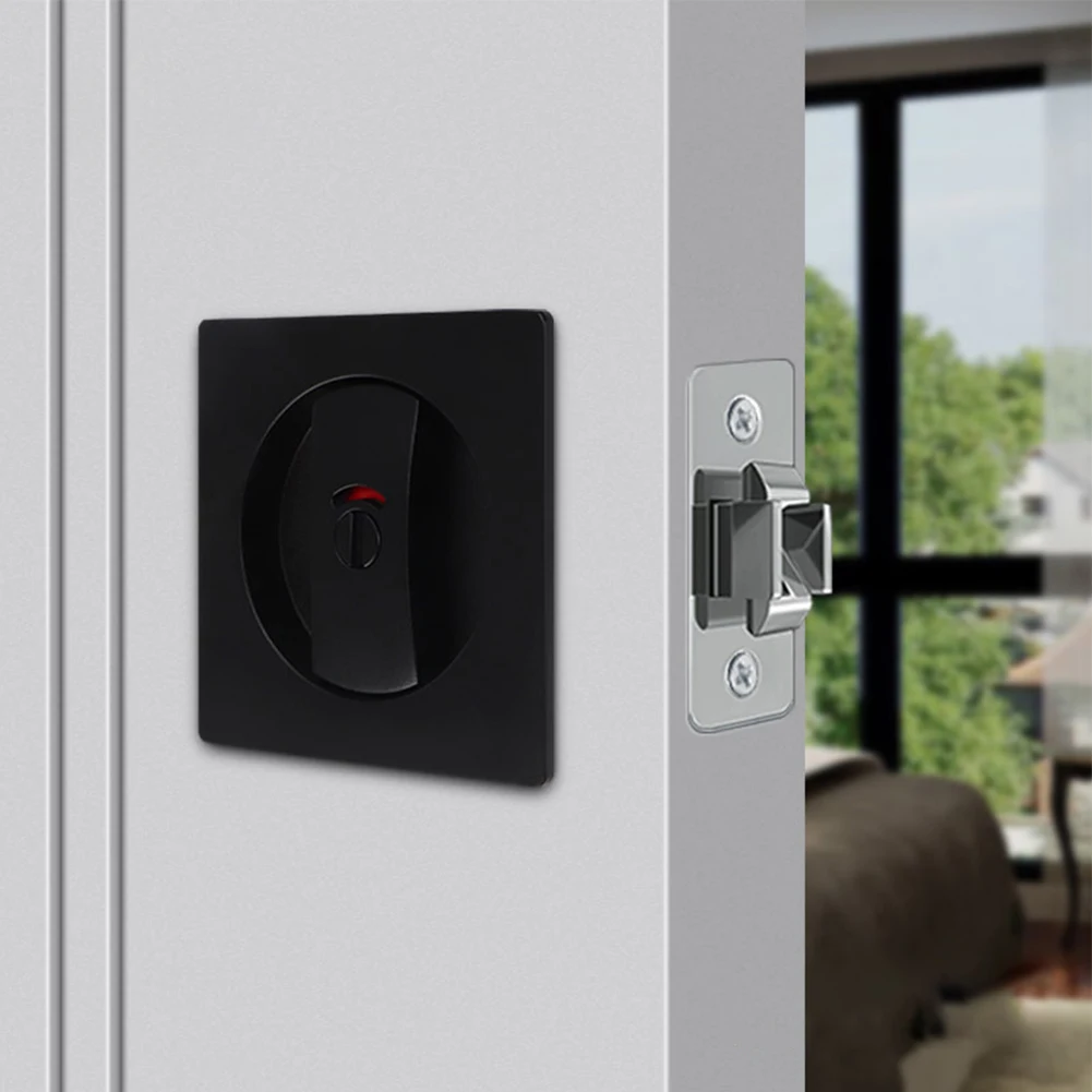 

Pocket Door Lock Flush Pocket Door Lock With Color Indicators Black Contemporary Privacy Square Toilet Sliding Door Lock Wooden