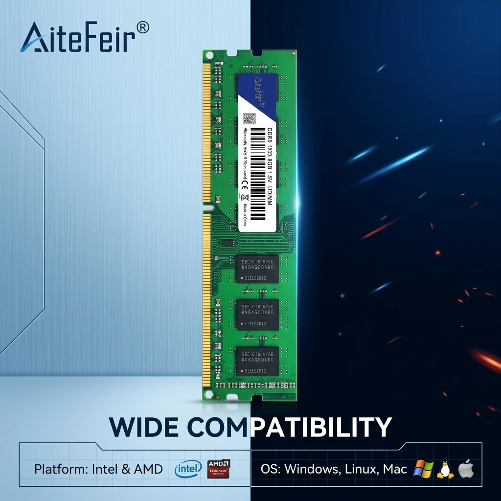 AiteFeir 4GB DDR3 1333/1600MHz Desktop RAM Memory 1.5V 240Pin UDIMM PC Memory Module For Desktop Computer RAM Upgrade Compatible