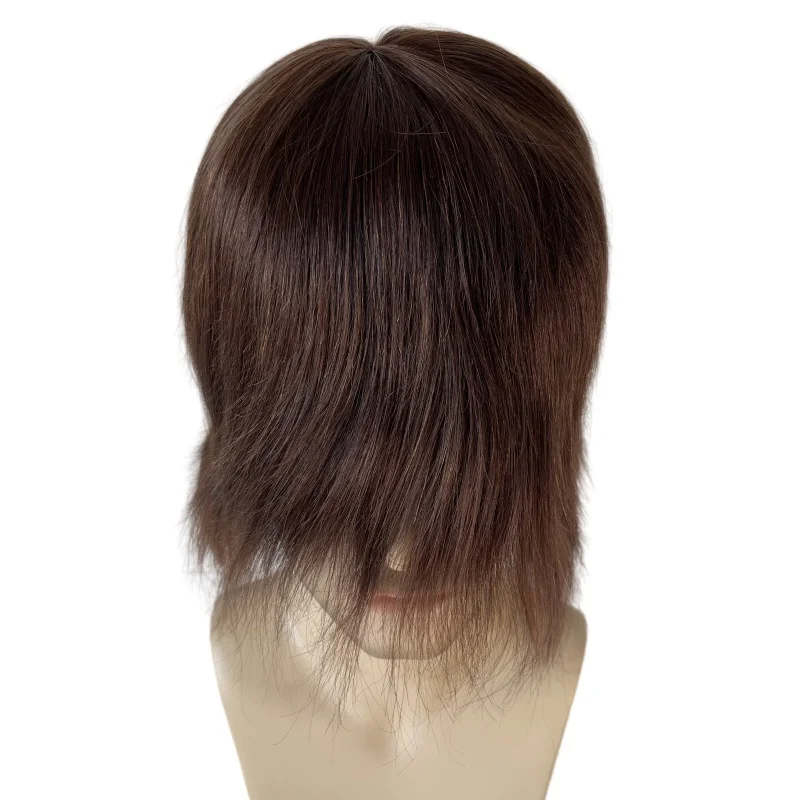 حار بيع البرازيلي عذراء الشعر البشري استبدال اللون البني # 2 وحدة شعر عالية الجودة بنظام قاعدة هوليوود للرجال البيض #2