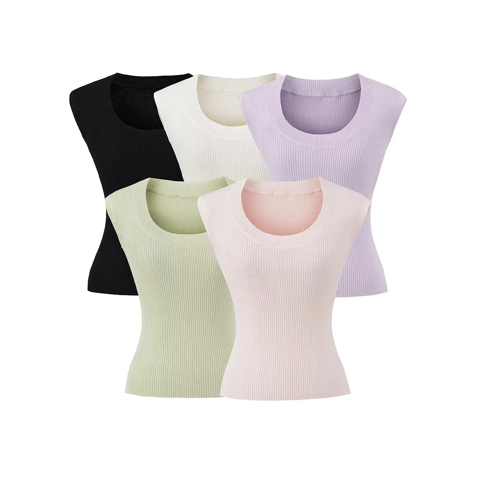 Purely alluring and sexy semi-transparent knit short-sleeve women's summer new style large round neck slim-fit waist-cinching 8O