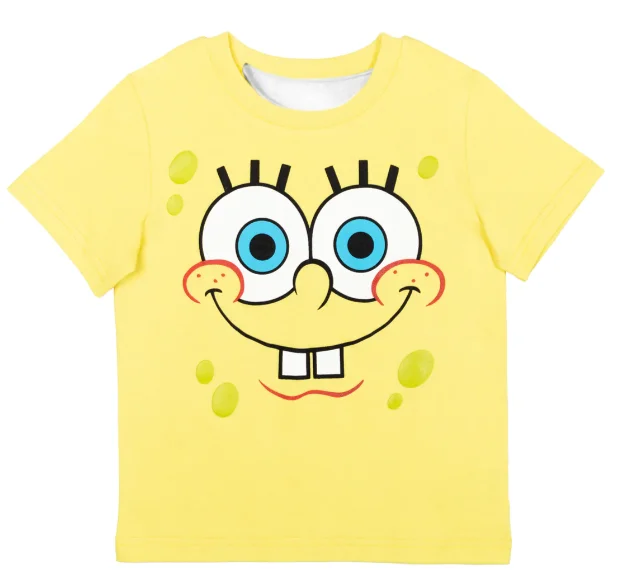 SpongeBob SquarePants All-Star T-Shirt: 3D Print Cartoon Characters All-Over, Cute Loose-Fitting Short-Sleeve Top