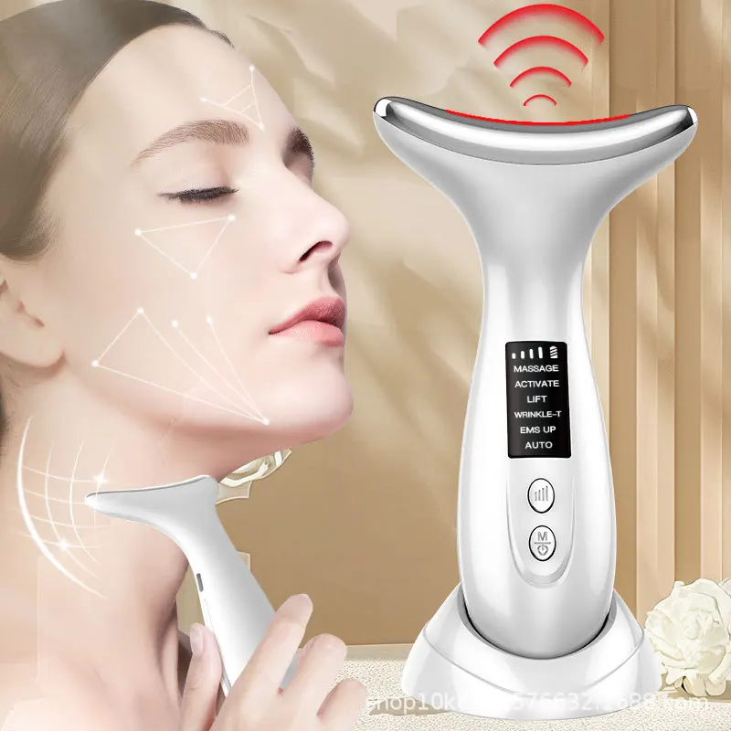 جديد 7-Color ضوء الرقبة الجمال EMS جهاز الوجه لتقليل تجاعيد الرقبة العناية بالبشرة شد الجلد تقليل الذقن المزدوجة أدوات العناية بالبشرة #1