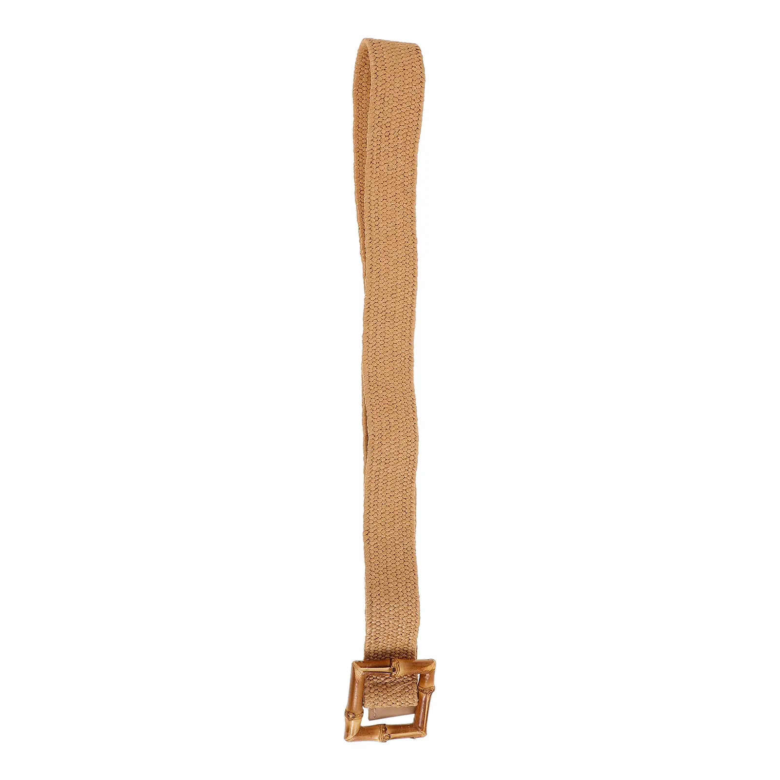Cinturón Elástico Tejido para Mujer, Hecho de Rafia Elástica con Hebilla de Bambú Ecológica, Cinturón Boho para Vestidos Casuales y Formales