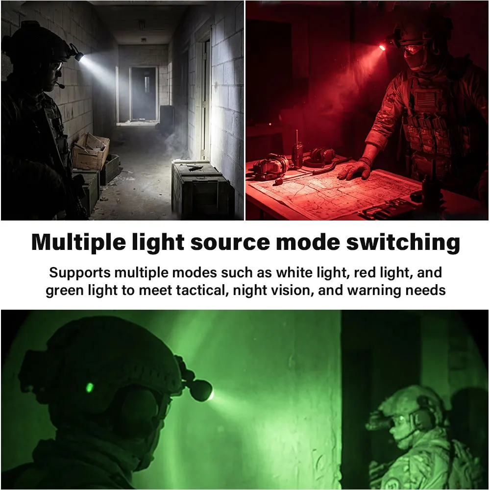 Taktische Helmleuchte, 3 Modi, LED-Taschenlampe, Helmlampe für Outdoor-Nachtbeleuchtung, Laser, Jagd, Militär, Radfahren, Angeln – Detail 5
