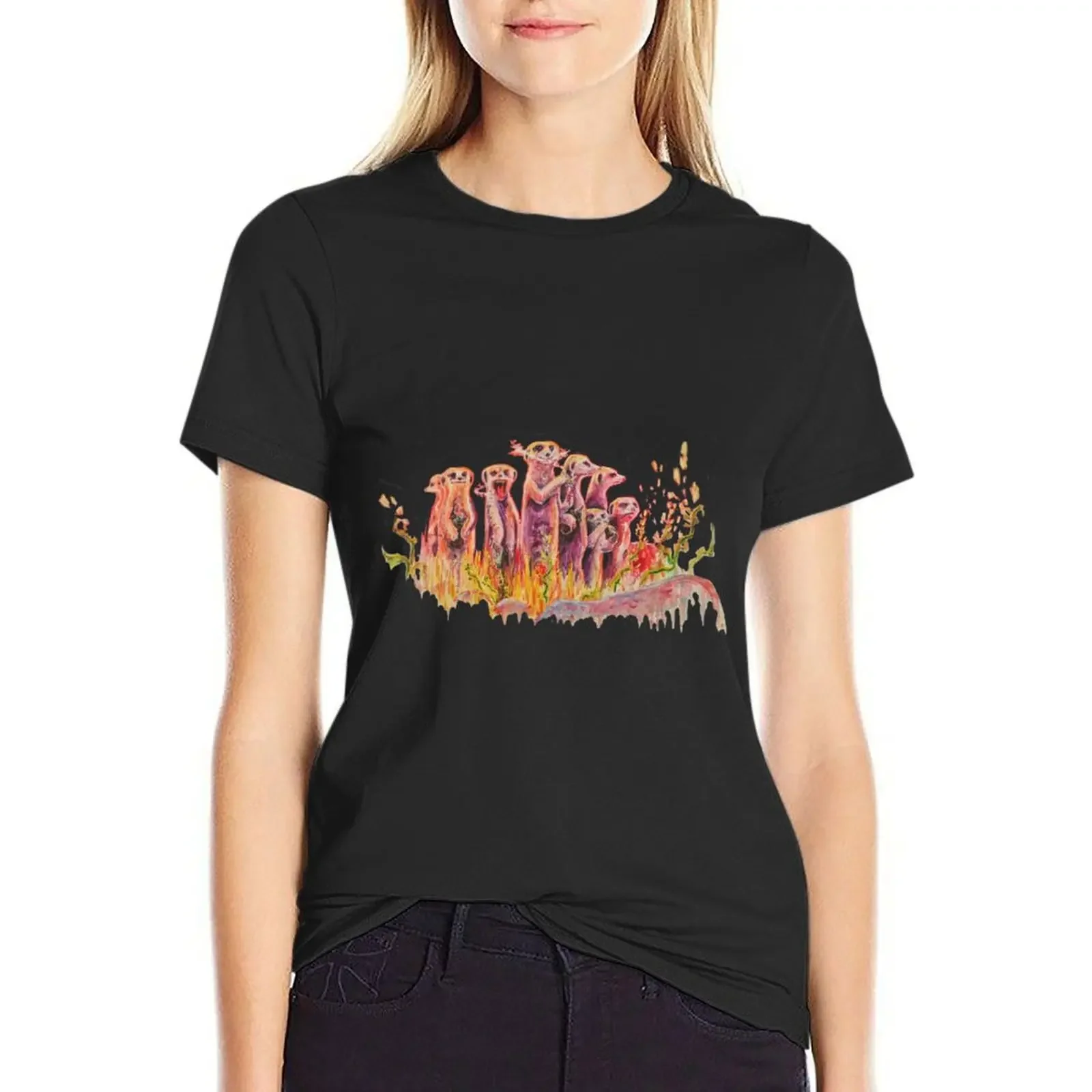 

meerkats T-Shirt animal prinfor plus sizes summer clothes designer clothes Women luxury