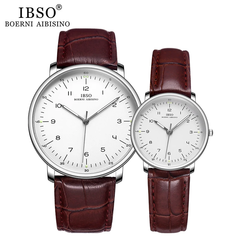 IBSO 2022 New Couple Watches For Lover Simple Dial Nurse Watch Luminous WaterProof FreeShipping Genuine Leather Strap Women Gift