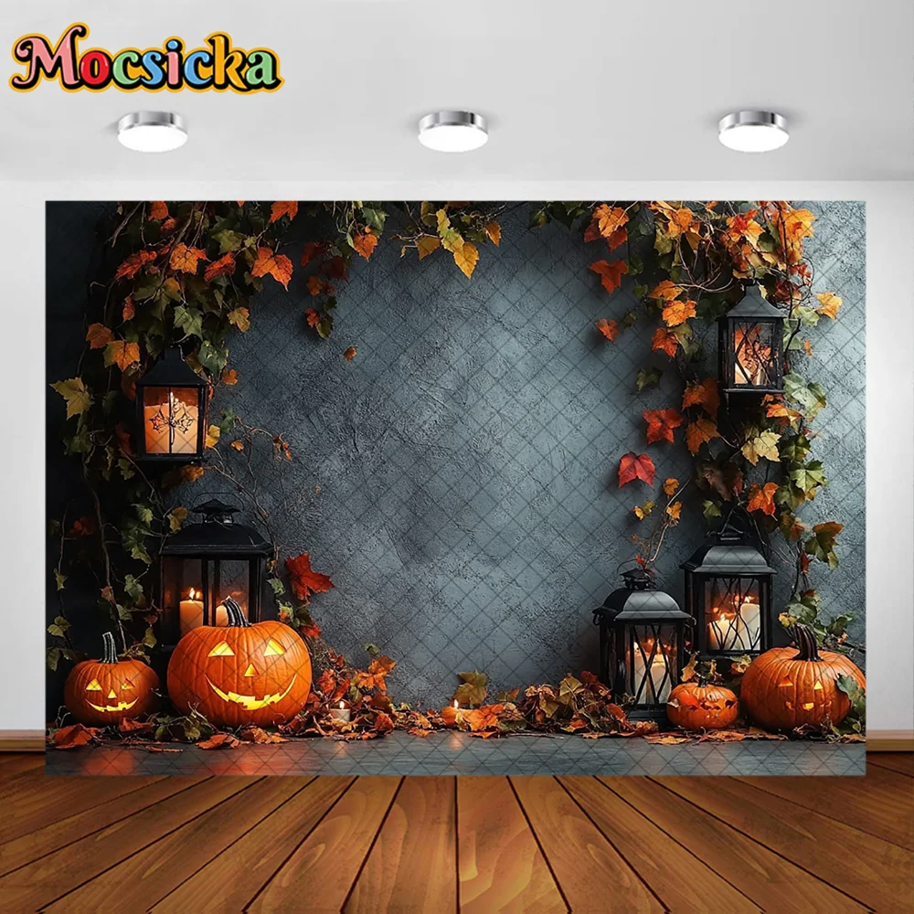Mocsicka photographie décors Grimur citrouille feuille d'érable décoration enfants Halloween vacances fête Photo fond pour photographie