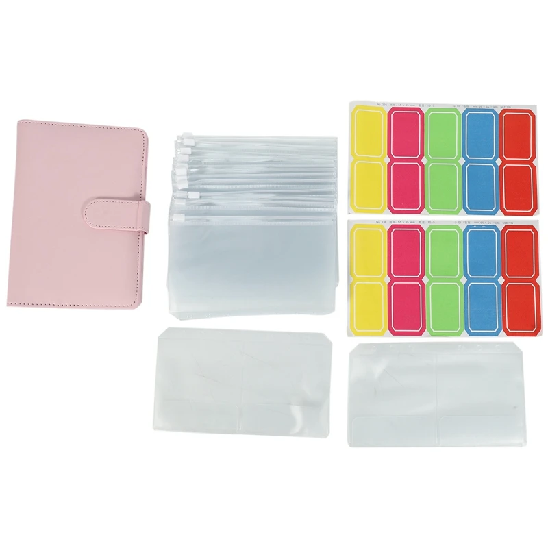 14 Bindzakken A6 Met Lederen Bindmiddel, 6 Ringen Budgetbindmiddel Met Contante Envelop, Geldbesparend Bindmiddel