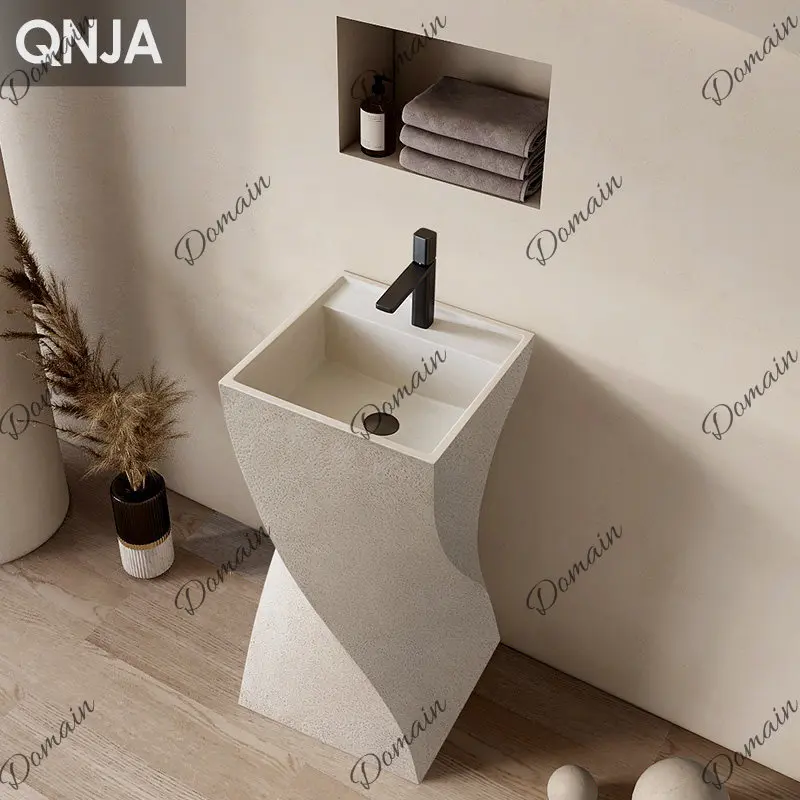 Cream wind designer column basin floor-to-ceiling integrated art wash basin personalized creativity Japanese face wash table