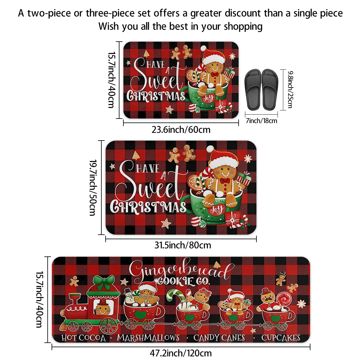 1 قطعة عيد ميلاد سعيد المطبخ الديكور السجاد الكلمة حصيرة عيد الميلاد قطار الزنجبيل رجل تصميم المضادة للانزلاق لينة الفانيلا الكلمة حصيرة #2