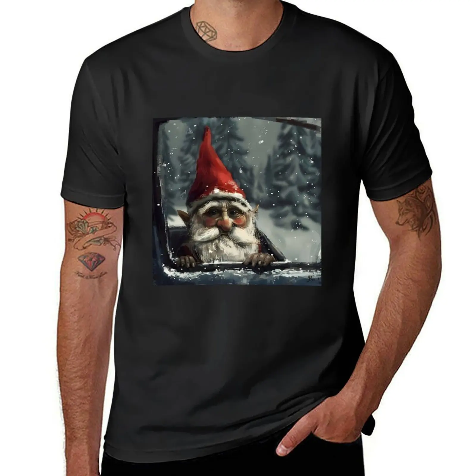 Gnome in the snow T-Shirt hippie clothes vintage Blouse boys animal print mens graphic t-shirts big and tall