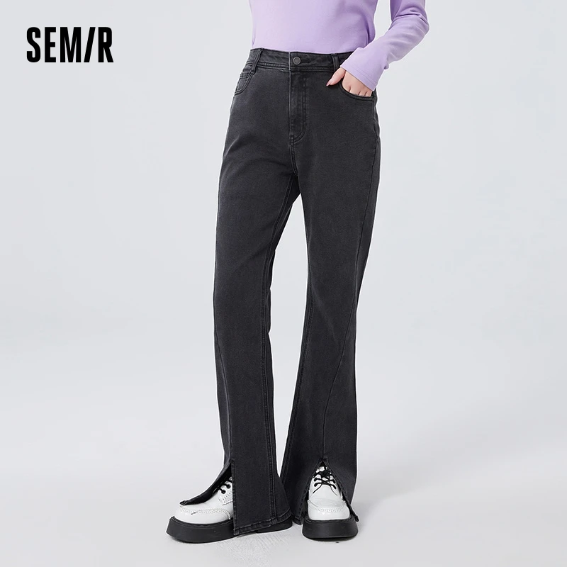 

Semir Jeans Women Slit Flared Pants Winter Handsome Retro Fashion Trousers