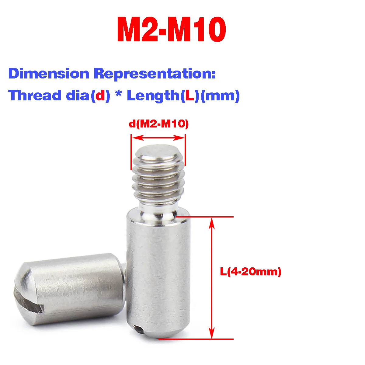 

304 Stainless Steel Slotted Headless Axial Screw / Axial Bolt / Step Screw M2 M3 M4 M5 M6 M8 M10