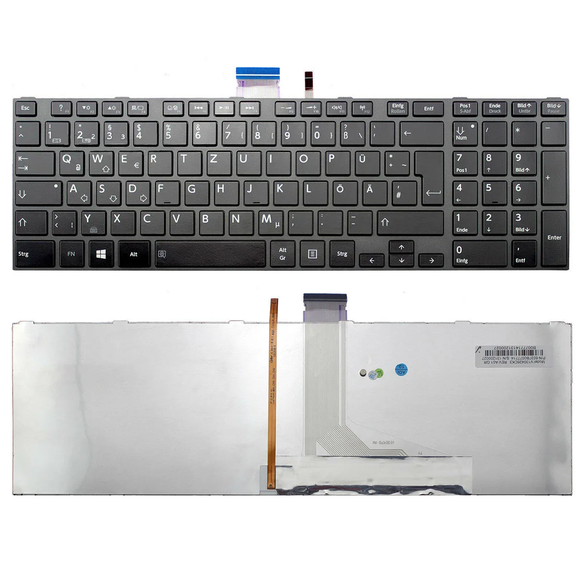 Новая немецкая глянцевая черная клавиатура GR с подсветкой для Toshiba Satellite L850 L850D