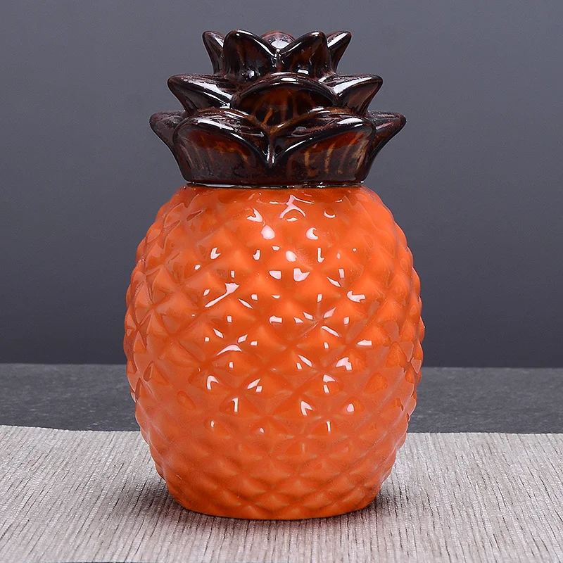 الإبداعية السيراميك الأناناس علبة شاي مقاوم للرطوبة مختومة Pu-erh الشاي الأسود الشاي الأخضر علبة حلوى الزفاف Wed #5