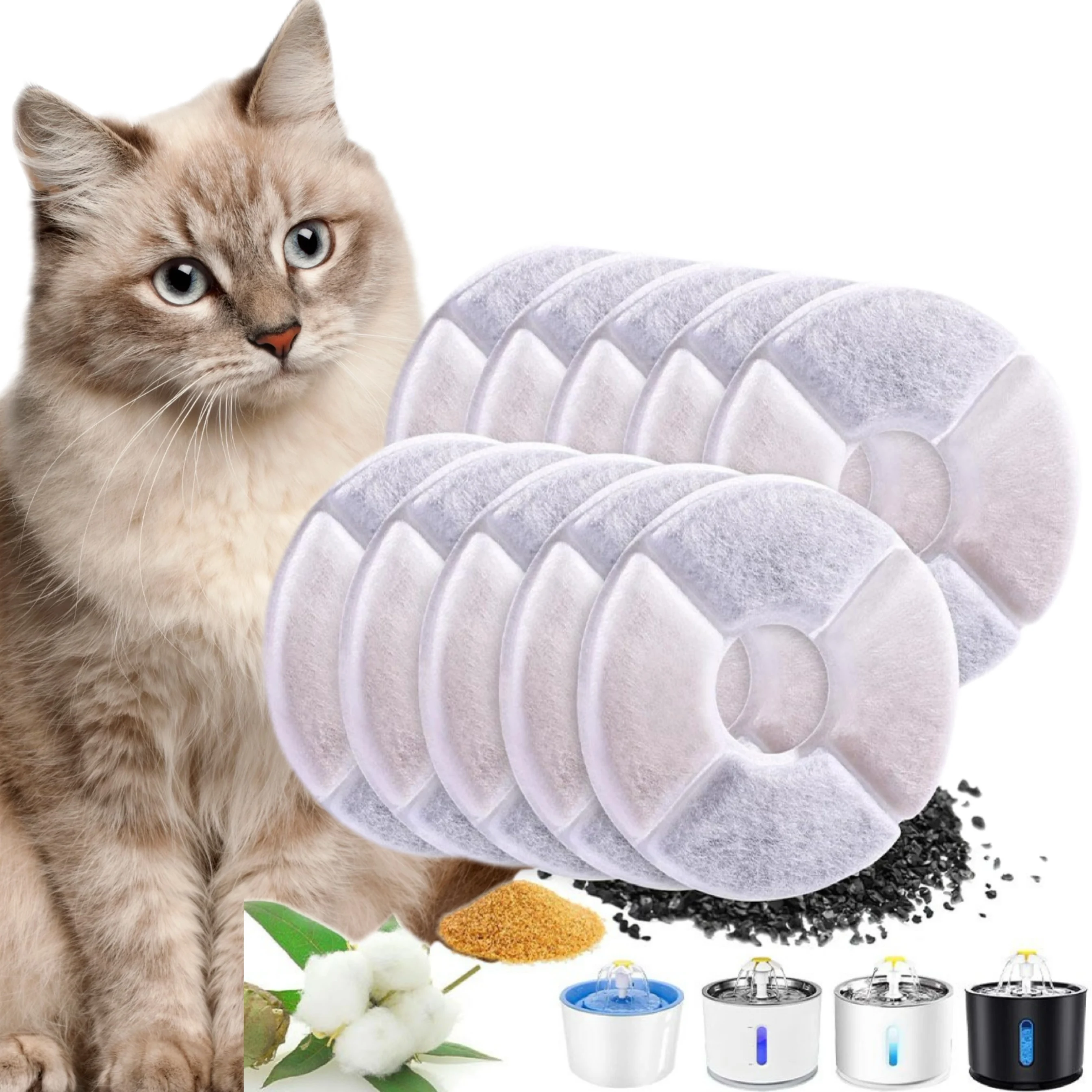 

Cat Water Fountai Little Flower Water Fountain Filter Cartridge, Original Fit, Deep Purification for Pet's Healthy Water Intake