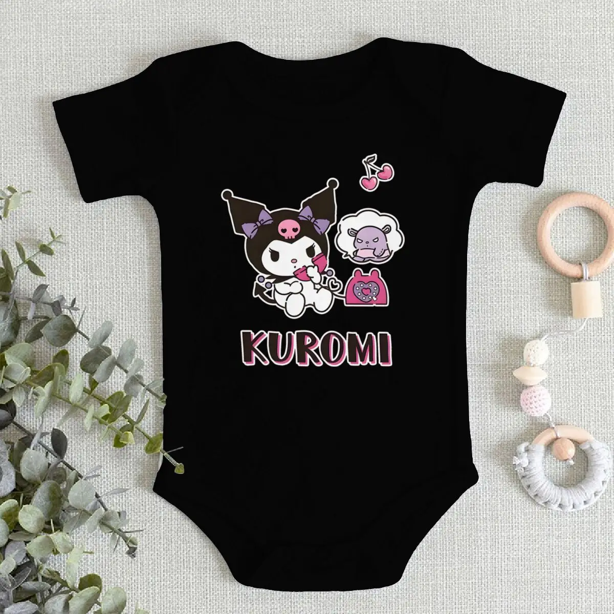 ملابس الطفل Kawaii Kuromi الرضع جمبسوت من القطن موضة جديدة عادية رومبير Kuromi الكرتون الوليد فتاة بوي داخلية #2