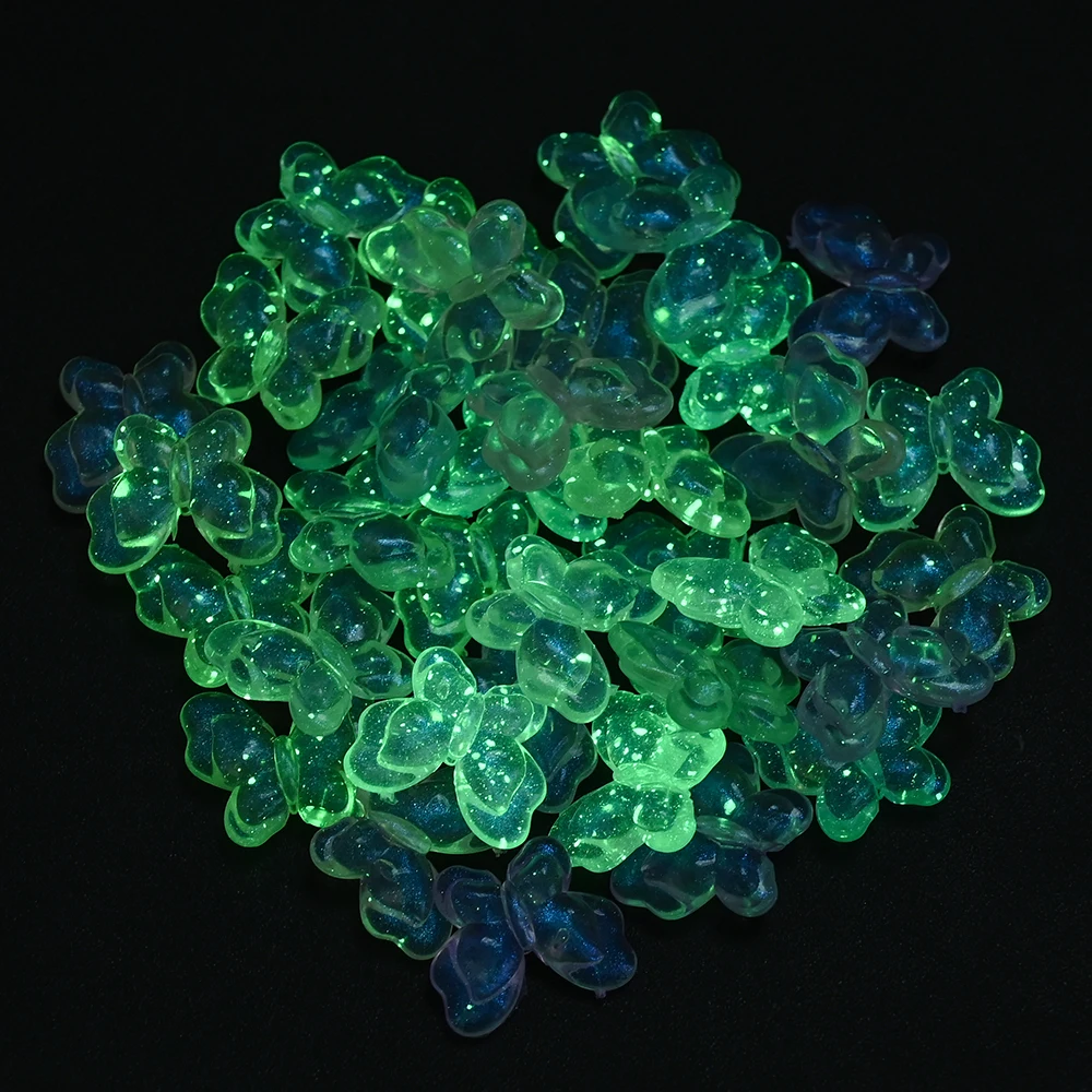 50Pcs 18x21mm Luminous Acrylic Animal Beads Butterfly Spacer Beads For Jewelry Making DIY Bracelet Necklace Earrings Accessory