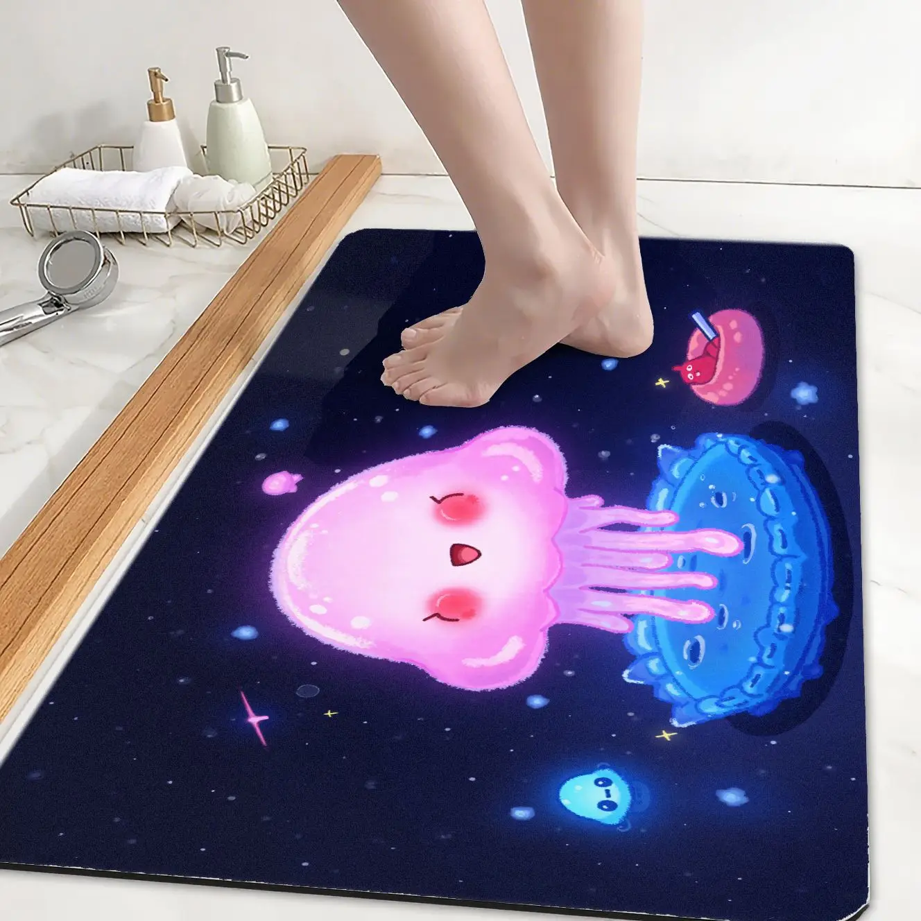 

MatMuse милый розовый медуза Galaxy Space мягкий коврик с диатомовой землей напольные коврики для прихожей впитывающий коврик для ванной вход модный коврик