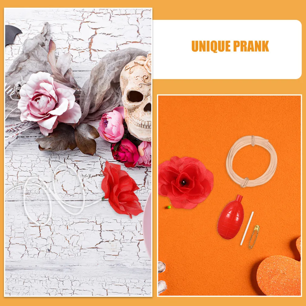 3Pcs Spray Rose Pin Hidden Water Sprayer Fake Flower for Party Tricks Halloween Pranks New Year Gag Joke Fun Interactive Guest