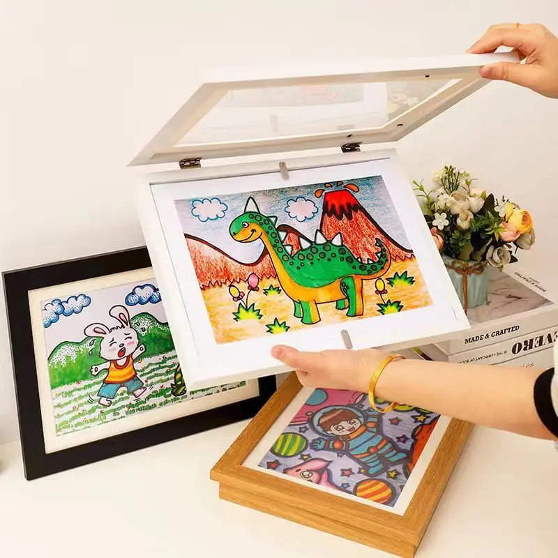 1pc Flip photo frame 8inch children\'s art frame picture storage KidsA rt magnetic picture frame