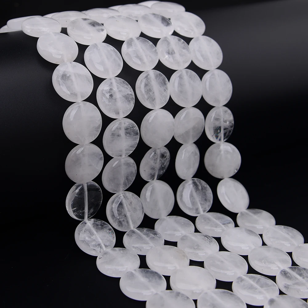 APDGG 20mm Natural Clear Rock Quartz Round Slice Coin Loose Beads 15.8
