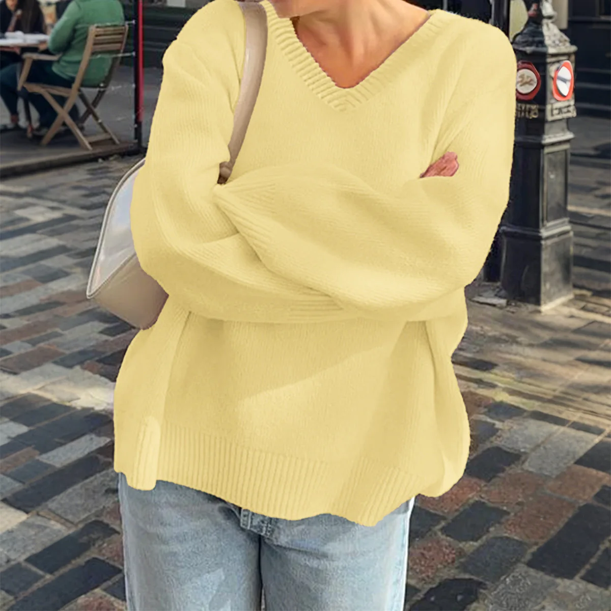 CaCasual الصلبة طويلة الأكمام قميص صوفي البلوفرات ملابس نسائية في الخريف/الشتاء 2025 بسيطة أنثى موضة فضفاضة محبوك سترة #3