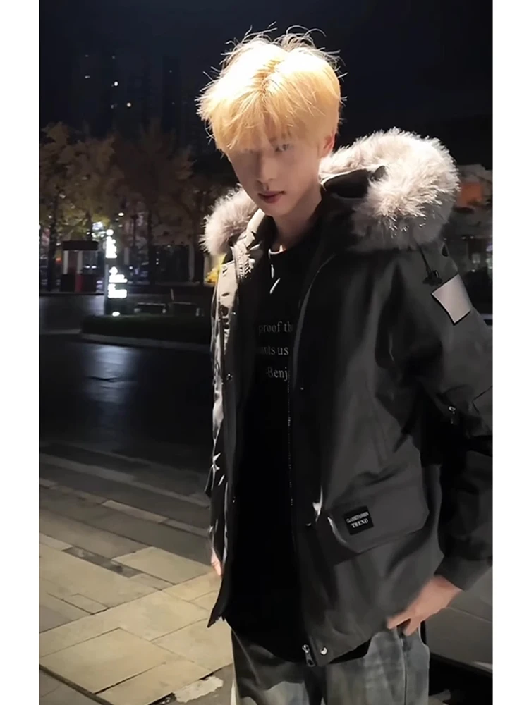 

ay Американская парка с капюшоном в стиле ретро, хлопковая куртка, теплая рабочая одежда, пальто для мужчин, зимняя модная брендовая молодежная повседневная одежда